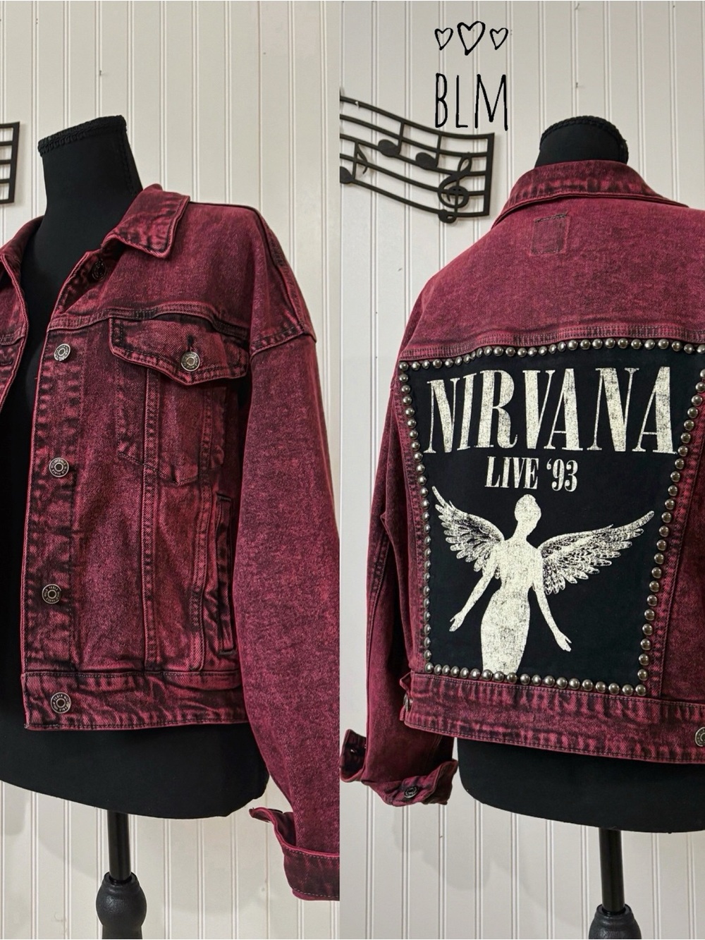 ✨Nirvana custom acid wash Jean jacket